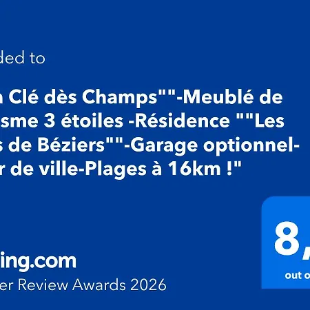Apartamento La Clé Dès Champs-meublé De Tourisme 3 étoiles -résidence Les Logis De Béziers-garage Optionnel-cœur De Ville-plages à 16km !